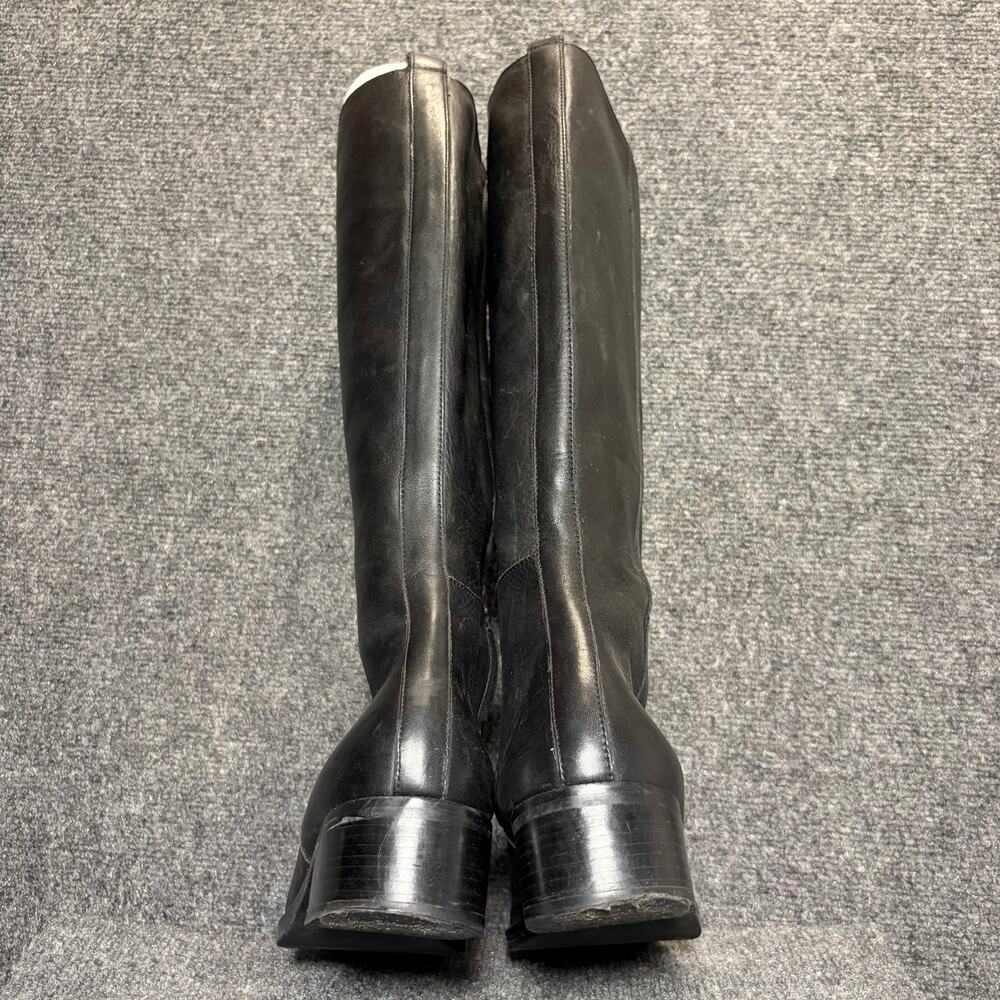 Nine West Black Leather Tall Riding Boots Women 9.5 Block Heel Knee High - Picture 5 of 10